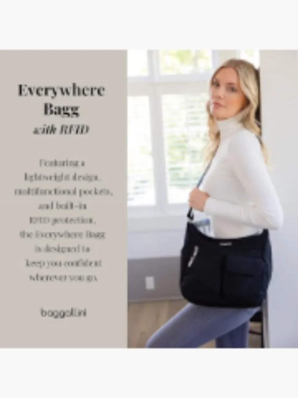 Baggallini Everywhere Bagg Crossbody Hobo Lightweight Water-Resistant Nylon